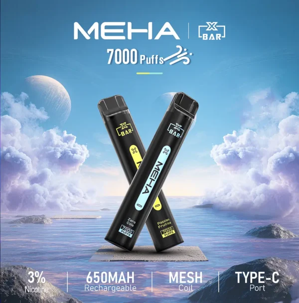 443a041ec20ac873464e45ded4706308.webp MEHA XBAR 魅嗨 小黑條 7000口 拋棄式電子煙 3%尼古丁鹽/極強冰感/Mesh芯爆發力/650mAh可充電續航