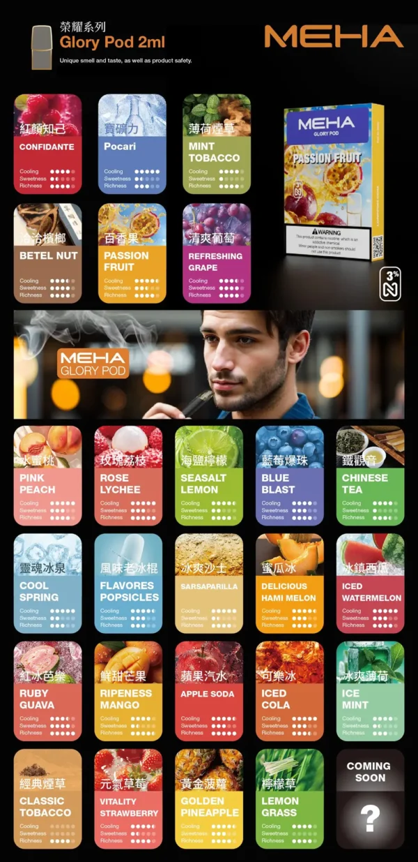 MEHA 魅嗨 一代通用煙彈 3顆裝/陶瓷芯/防漏結構/2.0ml/3%尼古丁鹽/適配一代主機