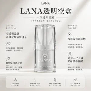 ChatGPT-Image-2026年8月23日-下午04_39_27.webp LANA 拉娜 一代通用透明空倉 全透明殘油一目瞭然/陶瓷芯不掉味/防漏升級/通用一代主機