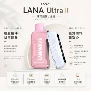 ChatGPT-Image-2026年8月23日-下午04_46_15.webp LANA Ultra II 16000口 專用磁吸換彈拋棄式電子煙 10ml容量/750mAh電芯/LED螢幕/Type-C快充【買3送主機】