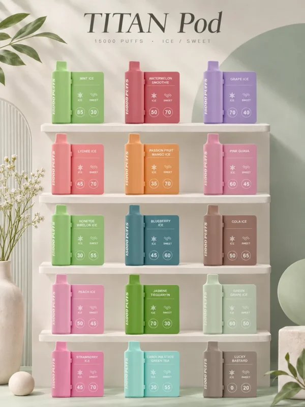 ChatGPT-Image-2026年9月5日-下午05_30_50-1.webp TITAN 泰坦 15000口 專用磁吸換彈拋棄式電子煙 冰爽水果/雙Mesh芯/MAX高功率/15000口/便利磁吸換彈設計