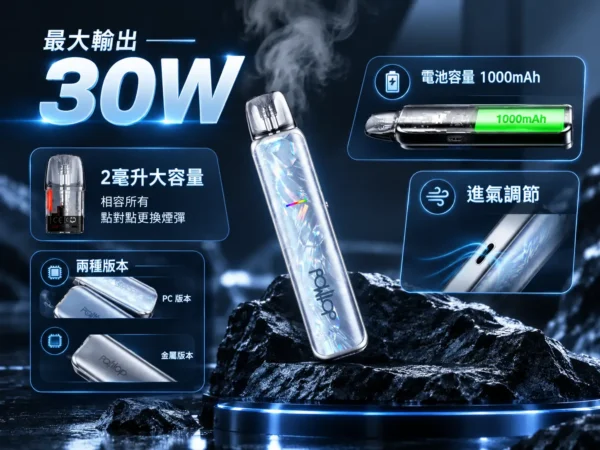 ChatGPT-Image-2026年9月6日-下午04_11_38.webp DotPod Lite 側注油主機 30W輸出/1000mAh大電池/2ml容量/側邊填油設計/Type-C快充/通用小煙煙油