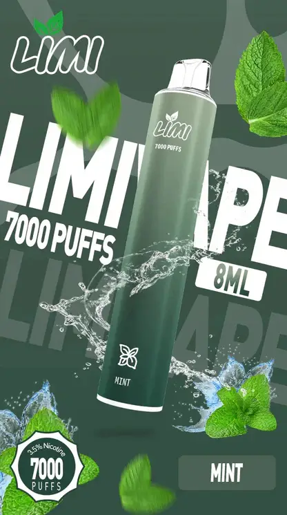 LIMI拋棄式一次性7000口-1.webp LIMI 7000口 拋棄式電子煙 3.5%尼古丁鹽/強勁擊喉感/冰感水果/吸氣發光LED/650mAh可充電