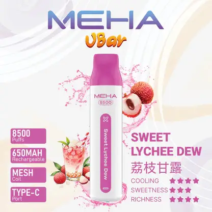 MEHA-8500口-VBar小白條-12.webp MEHA VBar 魅嗨 小白條 8500口 拋棄式電子煙 3%尼古丁鹽/黃金配方/冰爽水果/8500口大容量/650mAh可充電設計