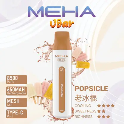 MEHA-8500口-VBar小白條-9.webp MEHA VBar 魅嗨 小白條 8500口 拋棄式電子煙 3%尼古丁鹽/黃金配方/冰爽水果/8500口大容量/650mAh可充電設計