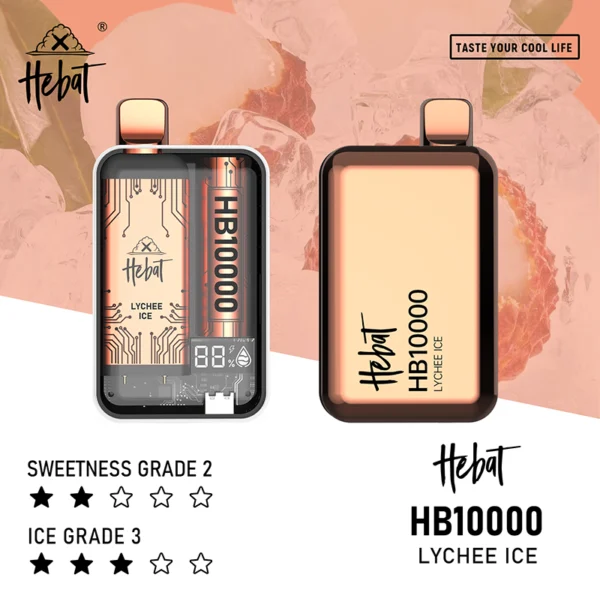 lizhi.webp Hebat 喜貝 10000口 拋棄式電子煙 15ml容量/5%尼古丁鹽/LED螢幕顯示/Type-C快充